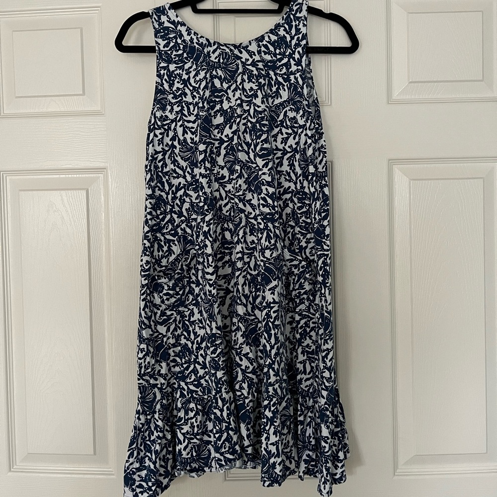 Lilly Pulitzer Kristen Flounce Dress - Navy and White